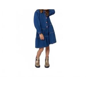 NEW BILLIEBLUSH long sleeve flounced denim dress in blue